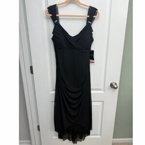 Scarlett Nite Black Chiffon Asymmetrical Dress Women’s Plus Size 18W NWT